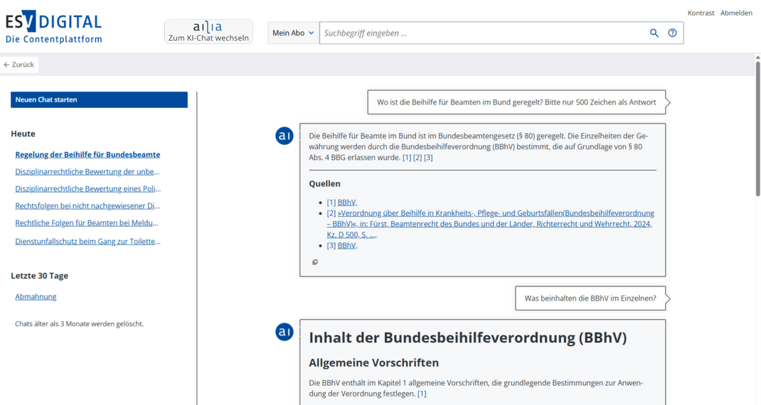 Screenshot von ESV-Digital