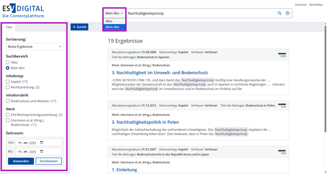 Screenshot von ESV-Digital