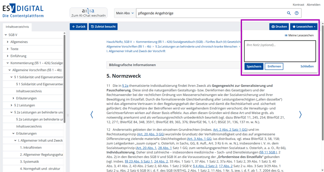 Screenshot von ESV-Digital